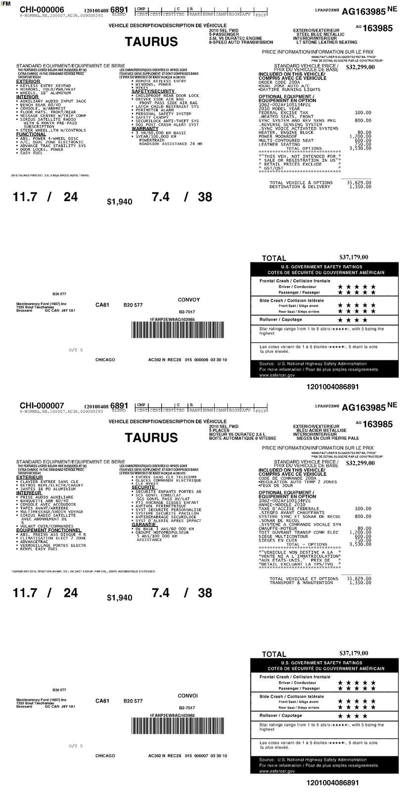 2010 Ford Taurus SEL
