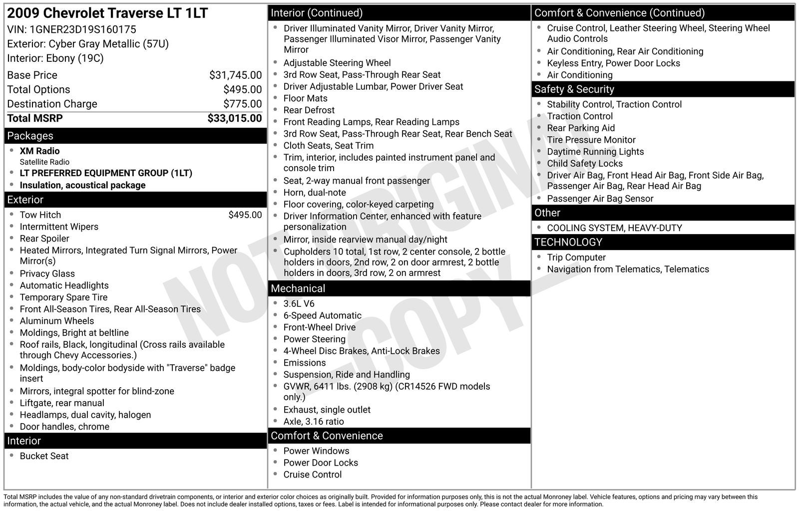 2009 Chevrolet Traverse LT 1LT
