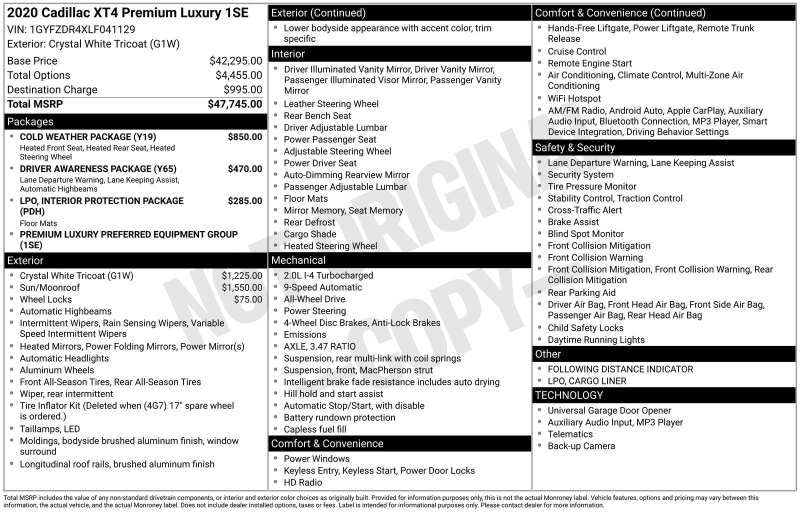 2020 Cadillac XT4 Premium Luxury