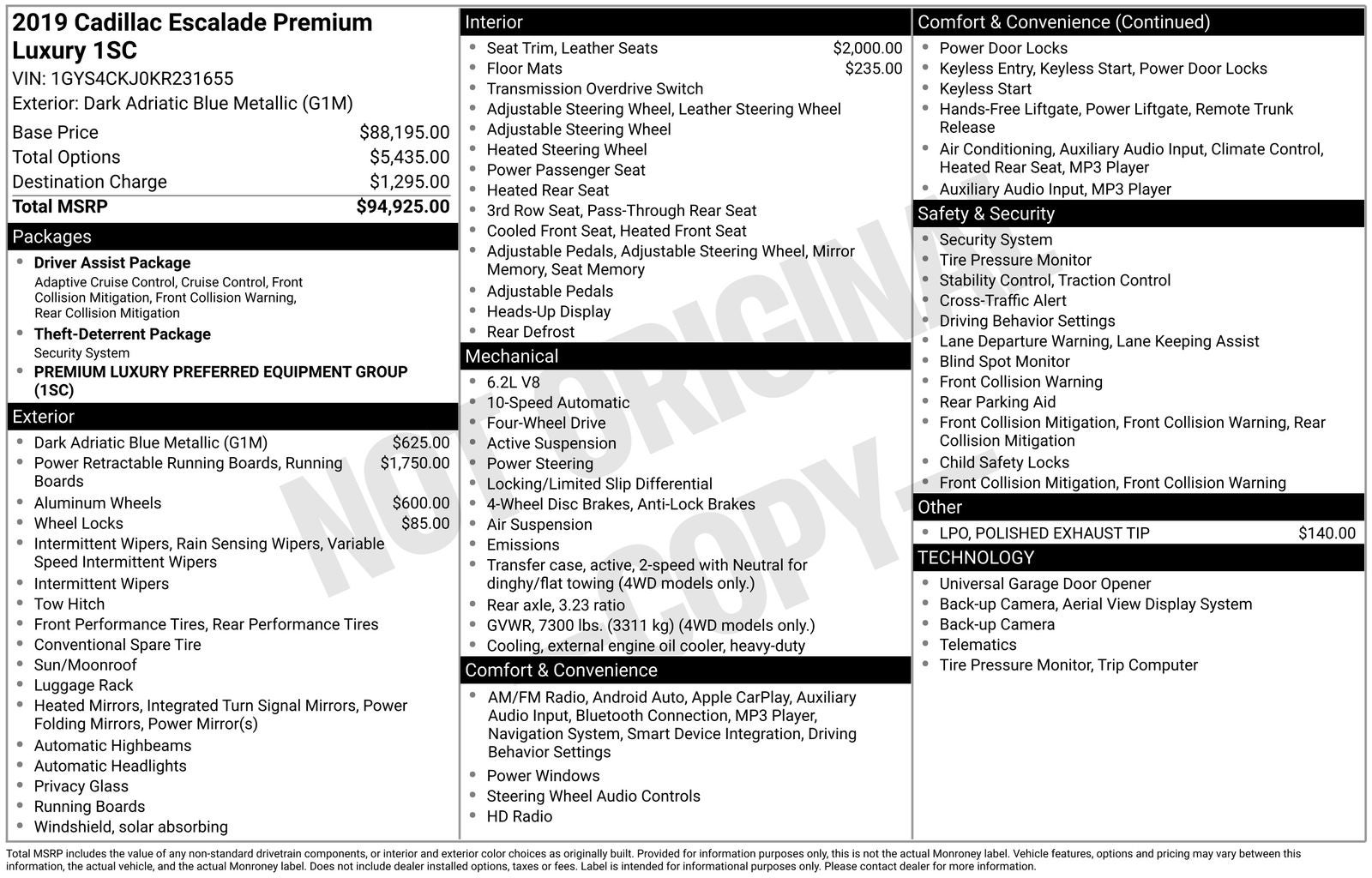 2019 Cadillac Escalade Premium Luxury