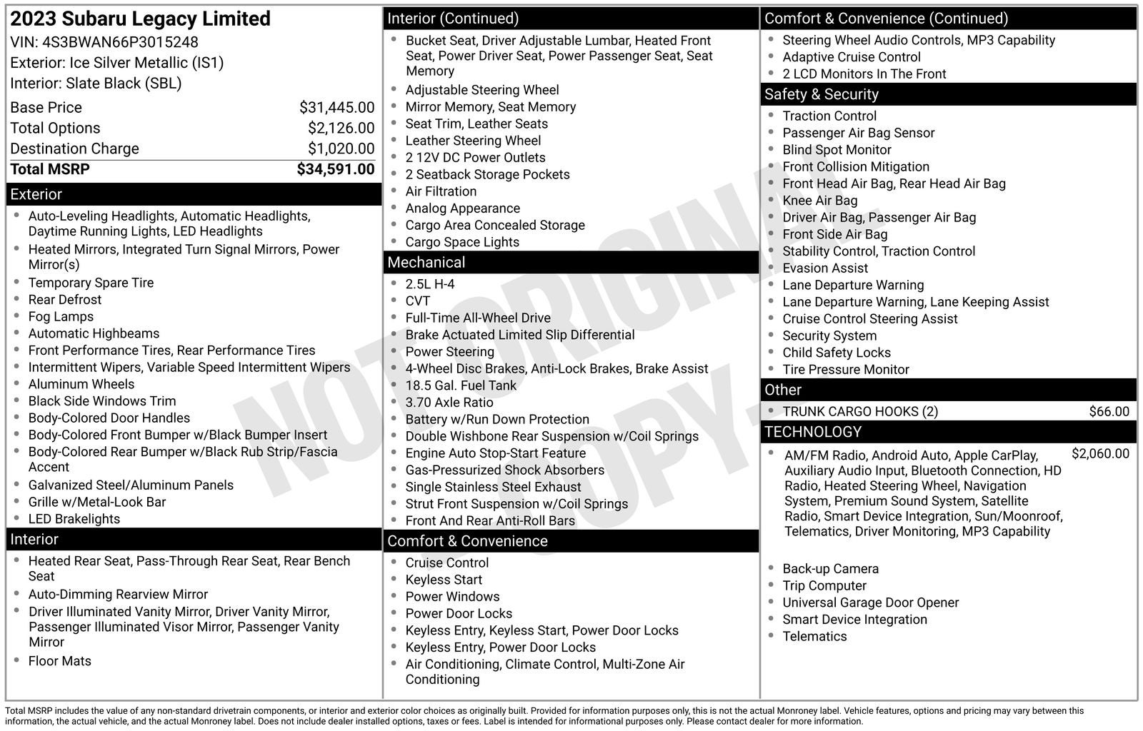 2023 Subaru Legacy Limited