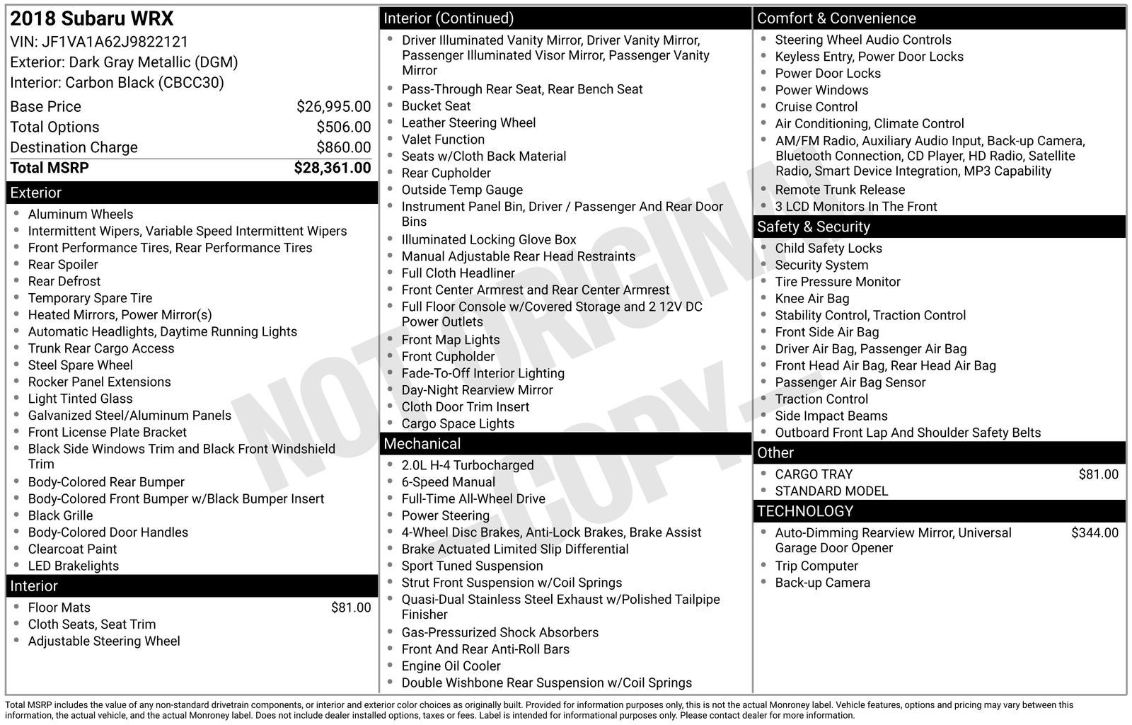 2018 Subaru WRX Base