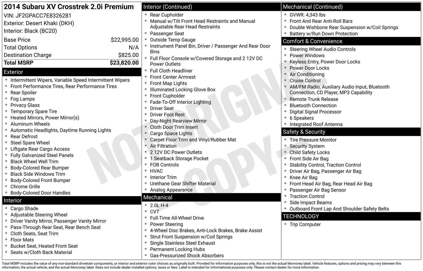 2014 Subaru XV Crosstrek 2.0i Premium