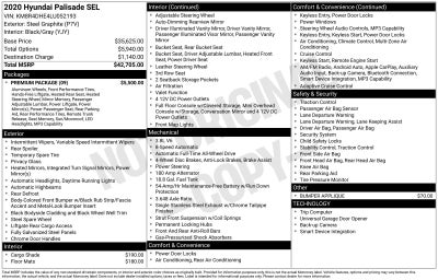 2020 Hyundai PALISADE SEL
