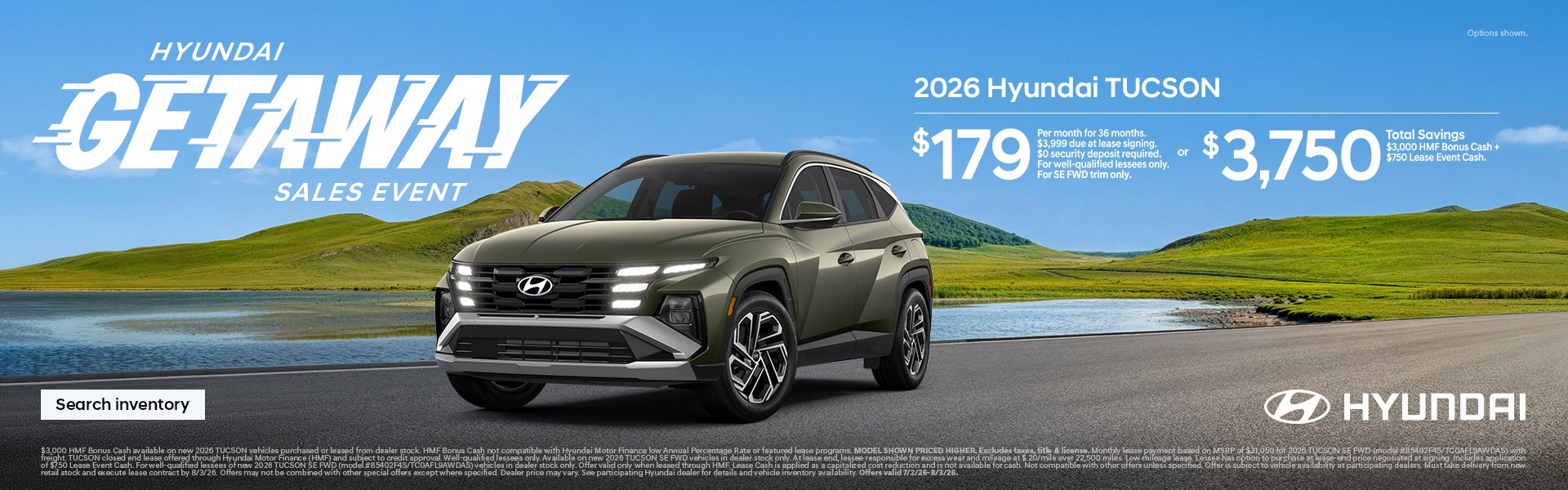 Tucson $179/36/$3,999 Lease or $3,750 Total Savings