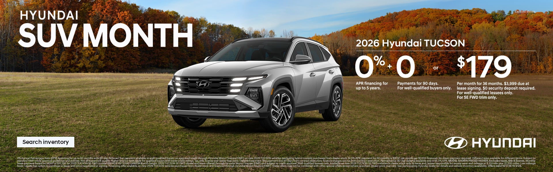 0% APR for 60 mos. + 0 Payments for 90 Days or $179/36/$3,999 Lease