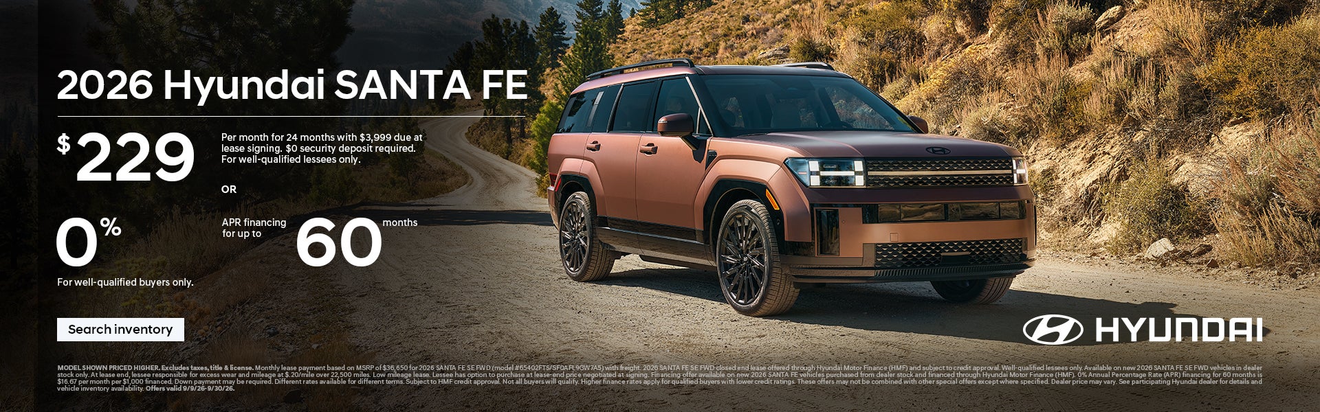 $229/24/$3,999 Lease or 0% APR for 60 mos.