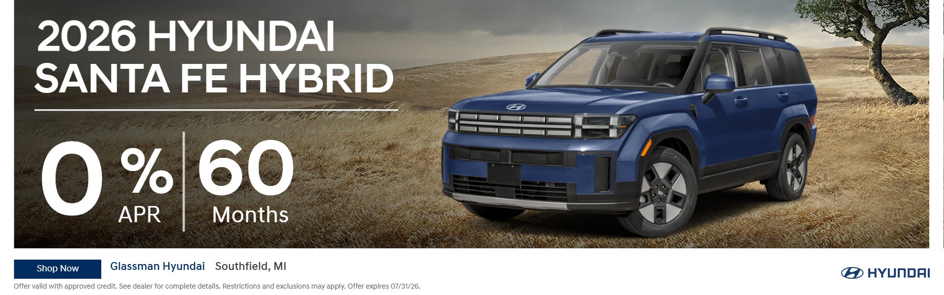 2026 Santa Fe Hybrid 0% APR for 60 months